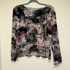 Women’s Y2K Written Word Doodle Sentence Print Long Sleeve Graphic Cropped Shirt